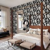Pendelton Black by Fibers and Threads Abstract Wallpaper – Seabrook Designs TH91710