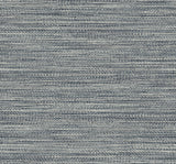 Seabrook Designs Hollinwood Weave wallpaper in Night Sky, a matte faux grasscloth weave texture in deep blue and off-white.