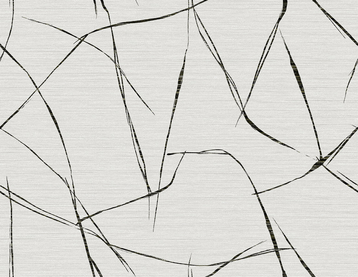 Davenport Sketch wallpaper in Black Ice featuring abstract sketch-like black lines on a light textured ground.