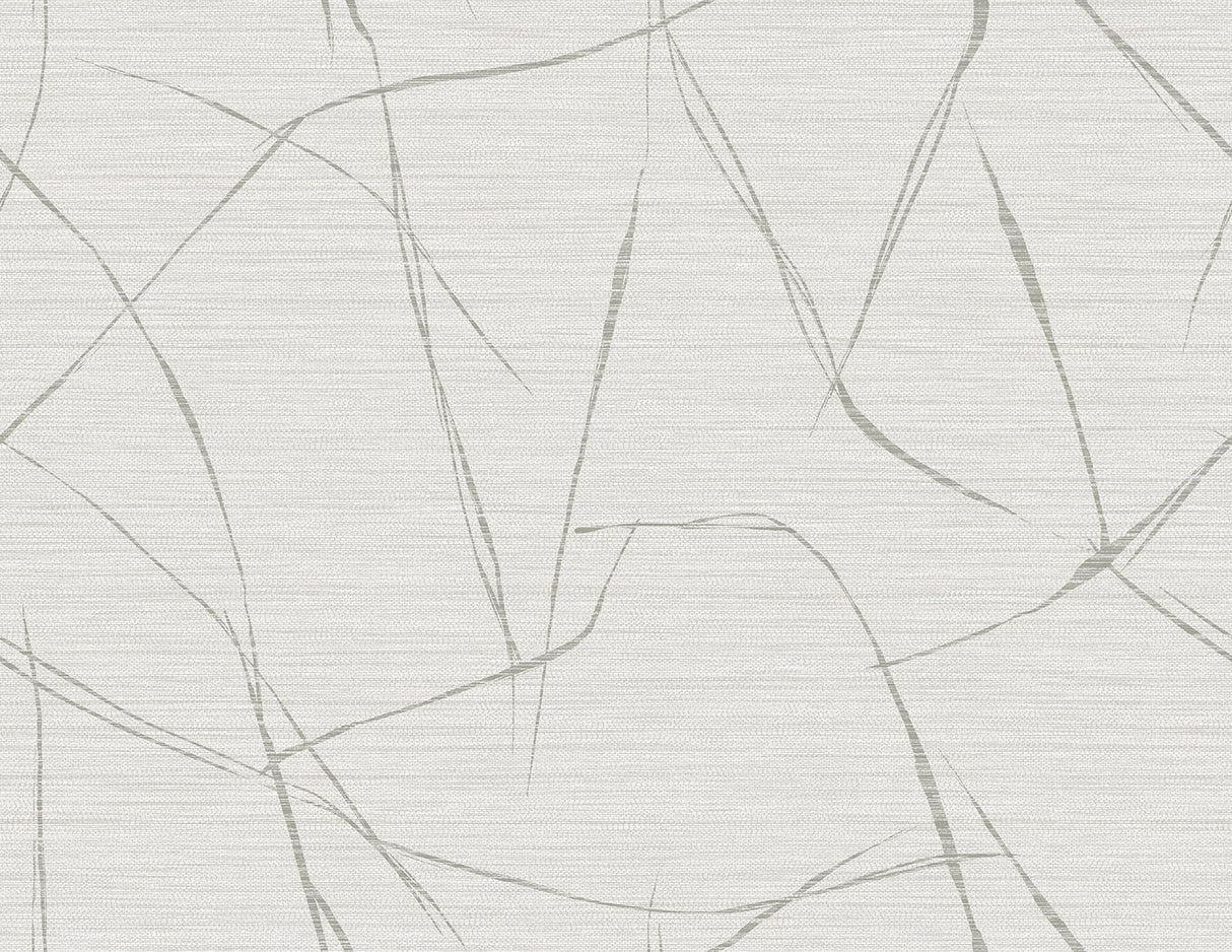 Off-white matte vinyl wallpaper with an abstract sketch line pattern in soft gray