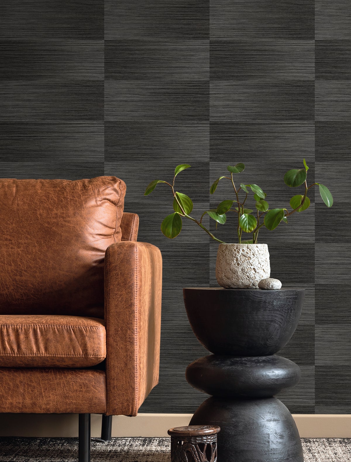 Moston Cinder by Fibers and Threads Striped Vinyl Wallpaper – Seabrook Designs TH92000