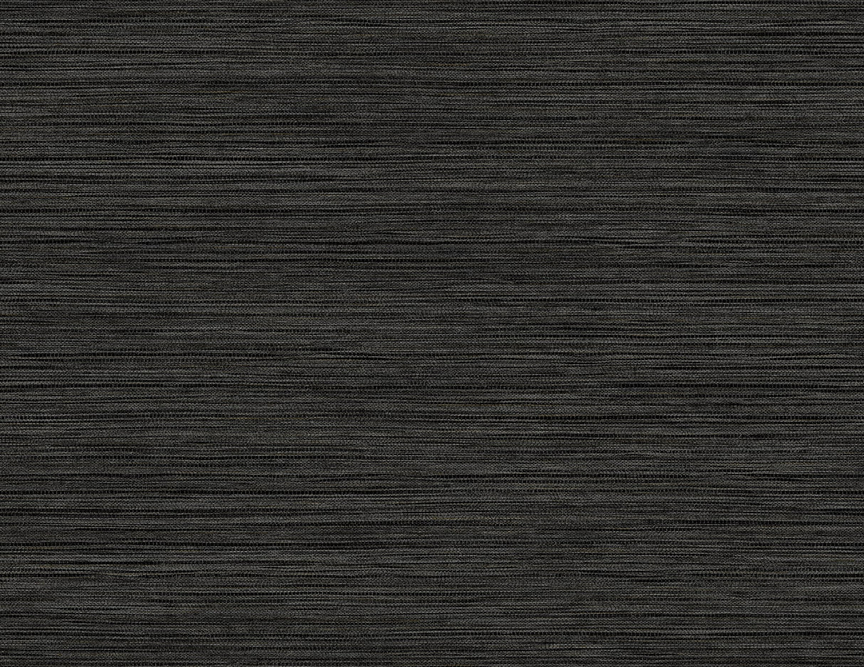Newton Sisal wallpaper in Pepper, a dark faux grasscloth texture.