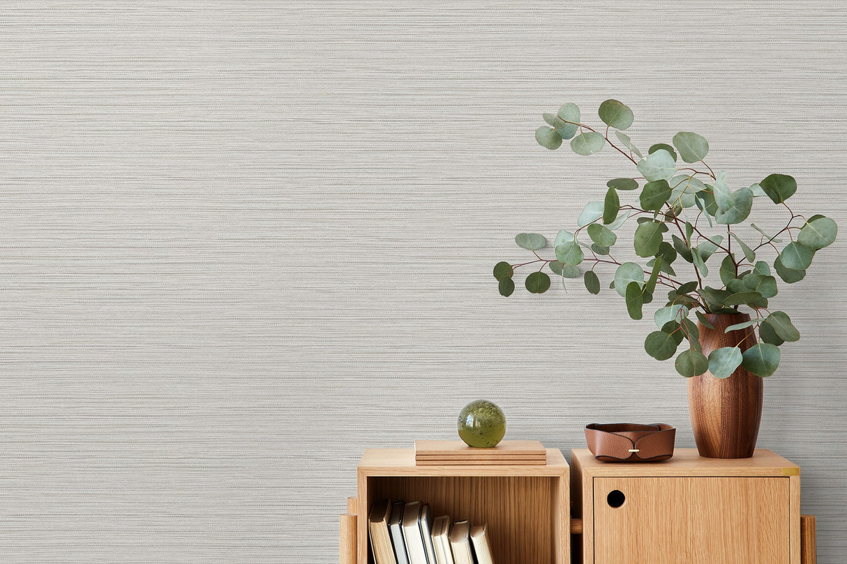 Newton Sisal Fog by Fibers and Threads Faux Grasscloth Wallpaper – Seabrook Designs TH92105