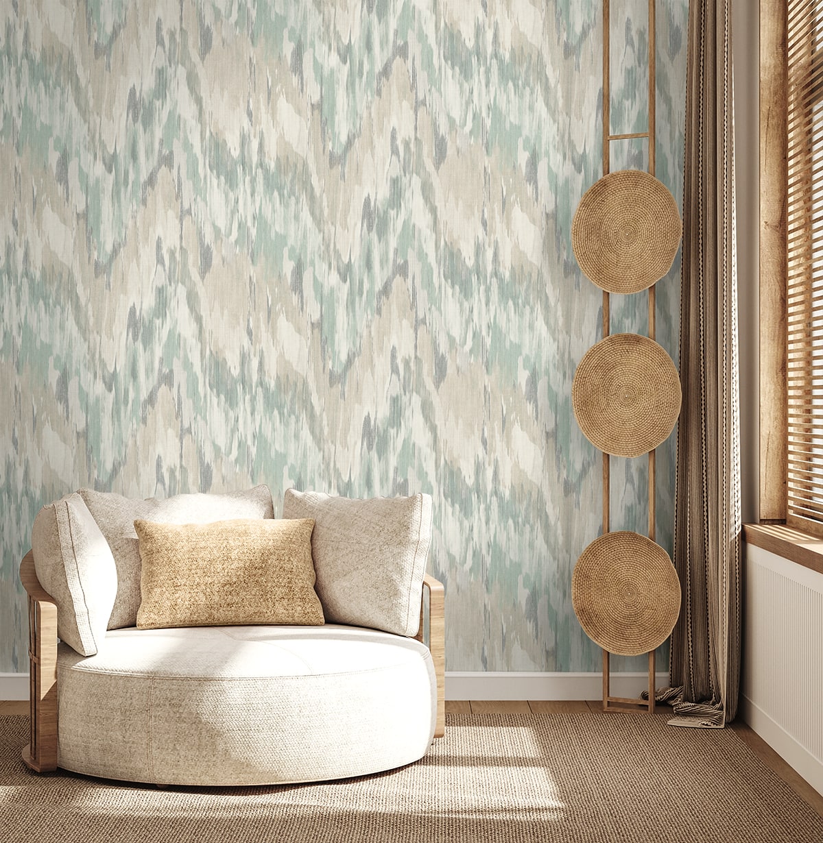 Bowdon Watercolor Stringcloth Clover by Fibers and Threads Abstract Wallpaper – Seabrook Designs TH92414