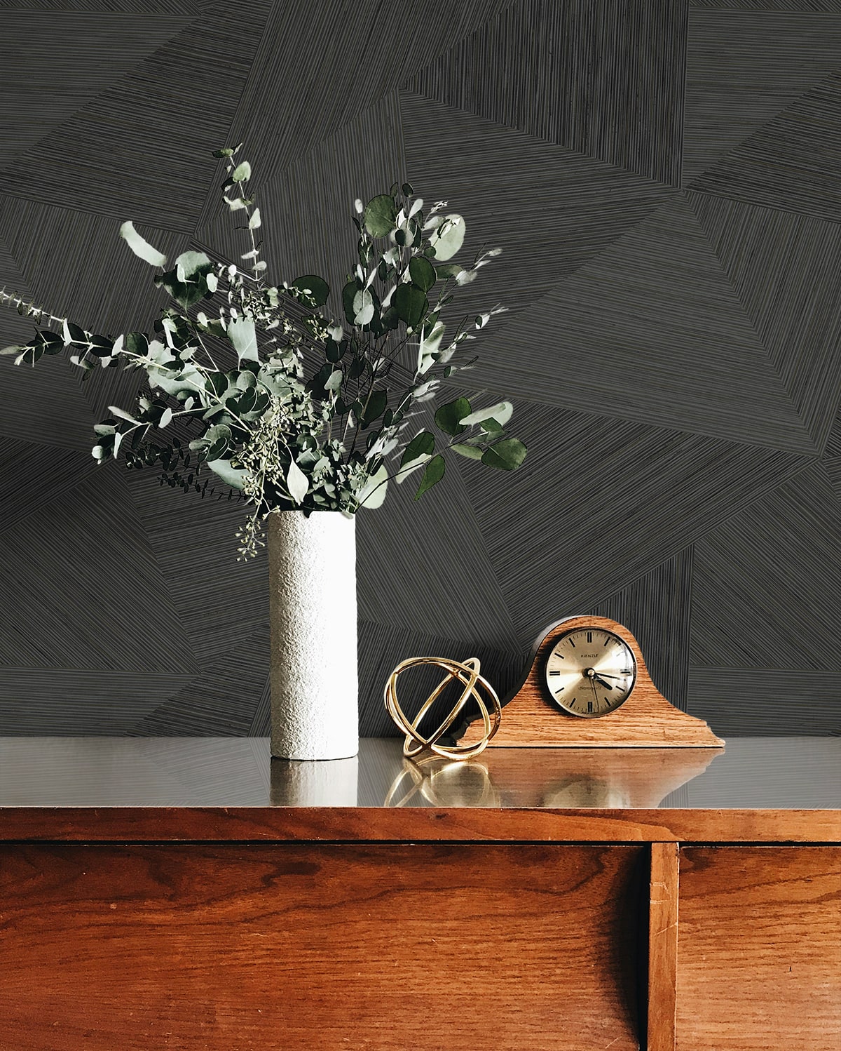 Middleton Charcoal by Fibers and Threads Geometric Type II Vinyl Wallpaper – Seabrook Designs TH92500