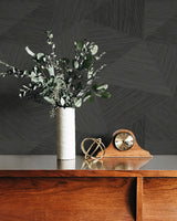 Middleton Charcoal by Fibers and Threads Geometric Type II Vinyl Wallpaper – Seabrook Designs TH92500