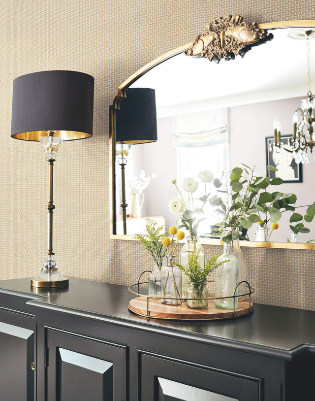 Cottage Basket Gold Metallic Wallpaper with Woven Basketweave Pattern - York TL1902