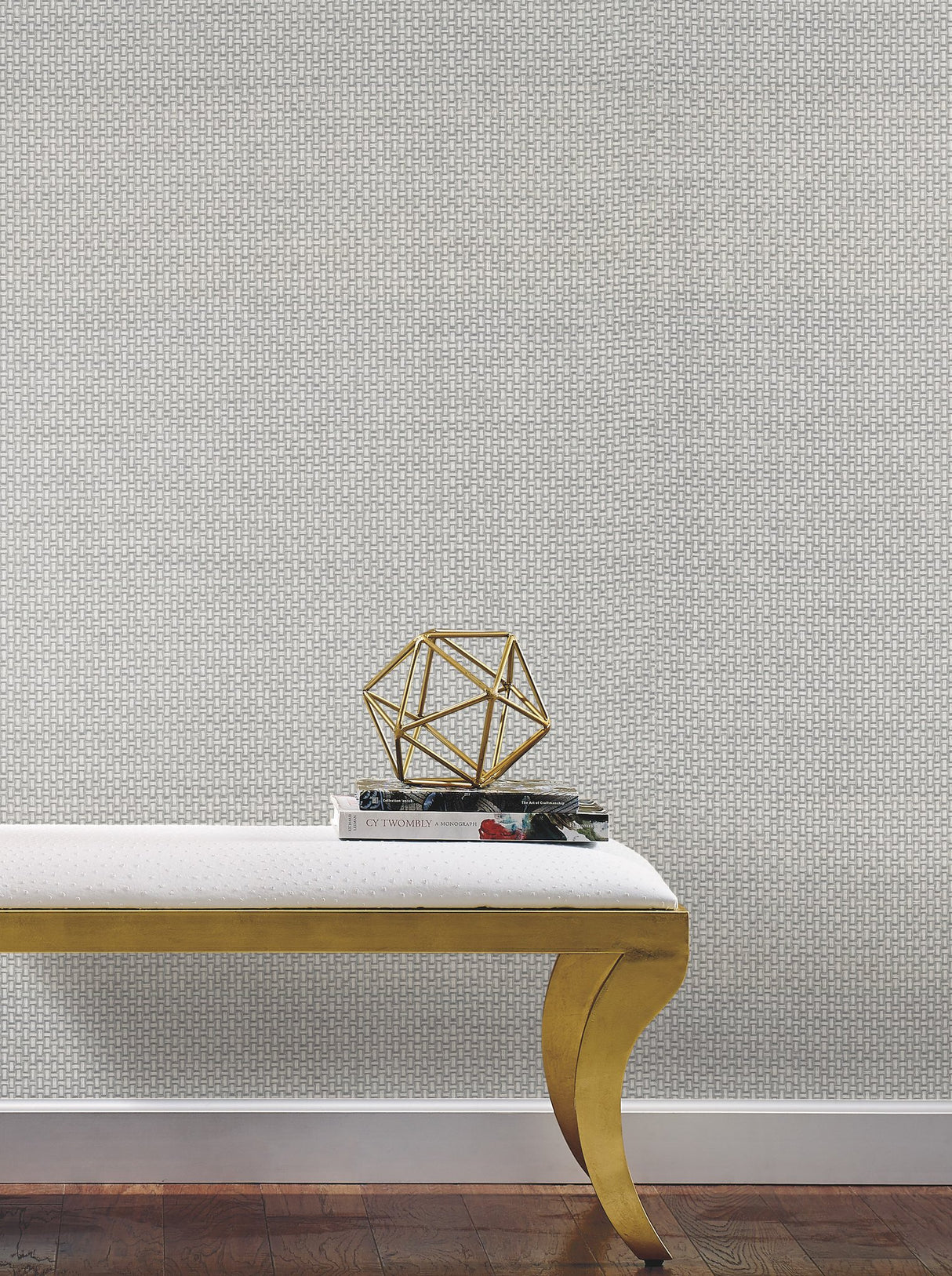 Cottage Basket Silver Metallic Wallpaper with Woven Basketweave Pattern - York TL1906