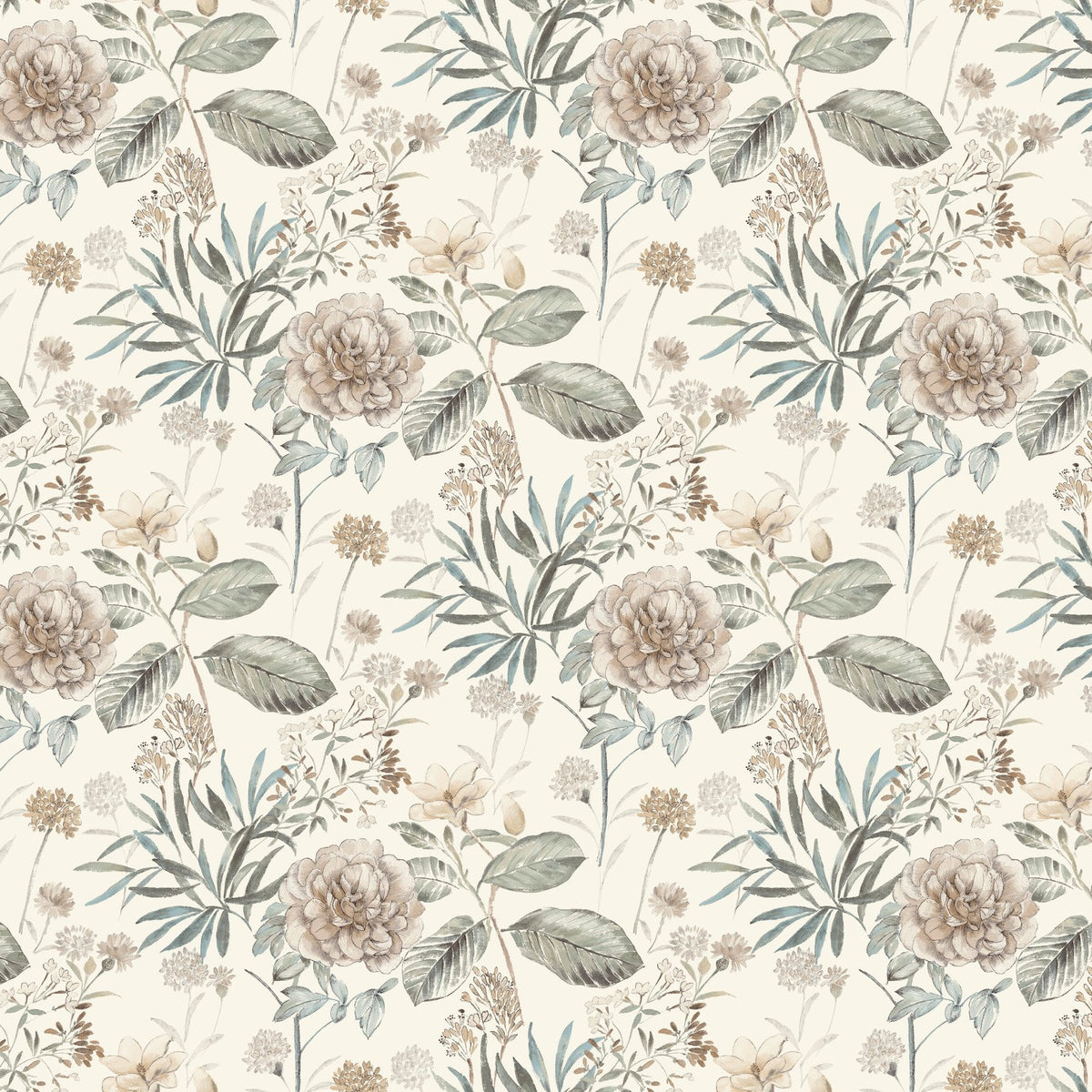 York Handpainted Green & Blue Songbird Wallpaper by York