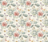 Midsummer Floral Coral Wallpaper with Handpainted Botanical Style - York TL1919