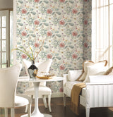 Midsummer Floral Coral Wallpaper with Handpainted Botanical Style - York TL1919