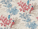 Handpainted Songbird Red & Blue Wallpaper with Animals Pattern, Contemporary Style - York TL1925