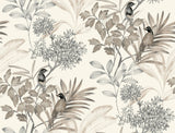 Handpainted Songbird Grey Wallpaper
