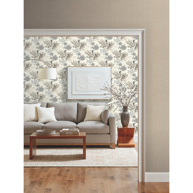 Handpainted Songbird Grey Wallpaper