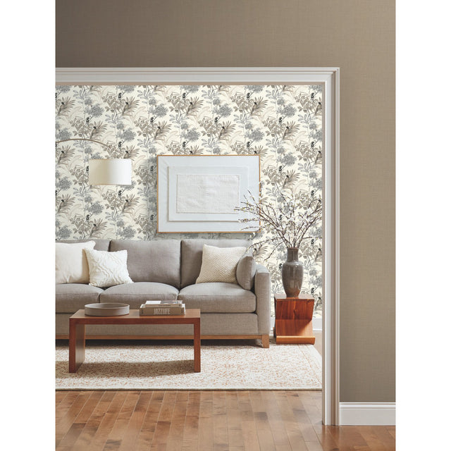 Handpainted Songbird Grey Wallpaper