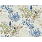 Handpainted Songbird Green & Blue Wallpaper with Birds and Botanical Motif - York TL1928