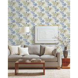 Handpainted Songbird Green & Blue Wallpaper with Birds and Botanical Motif - York TL1928