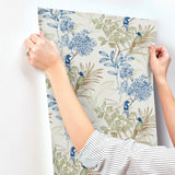 Handpainted Songbird Green & Blue Wallpaper with Birds and Botanical Motif - York TL1928