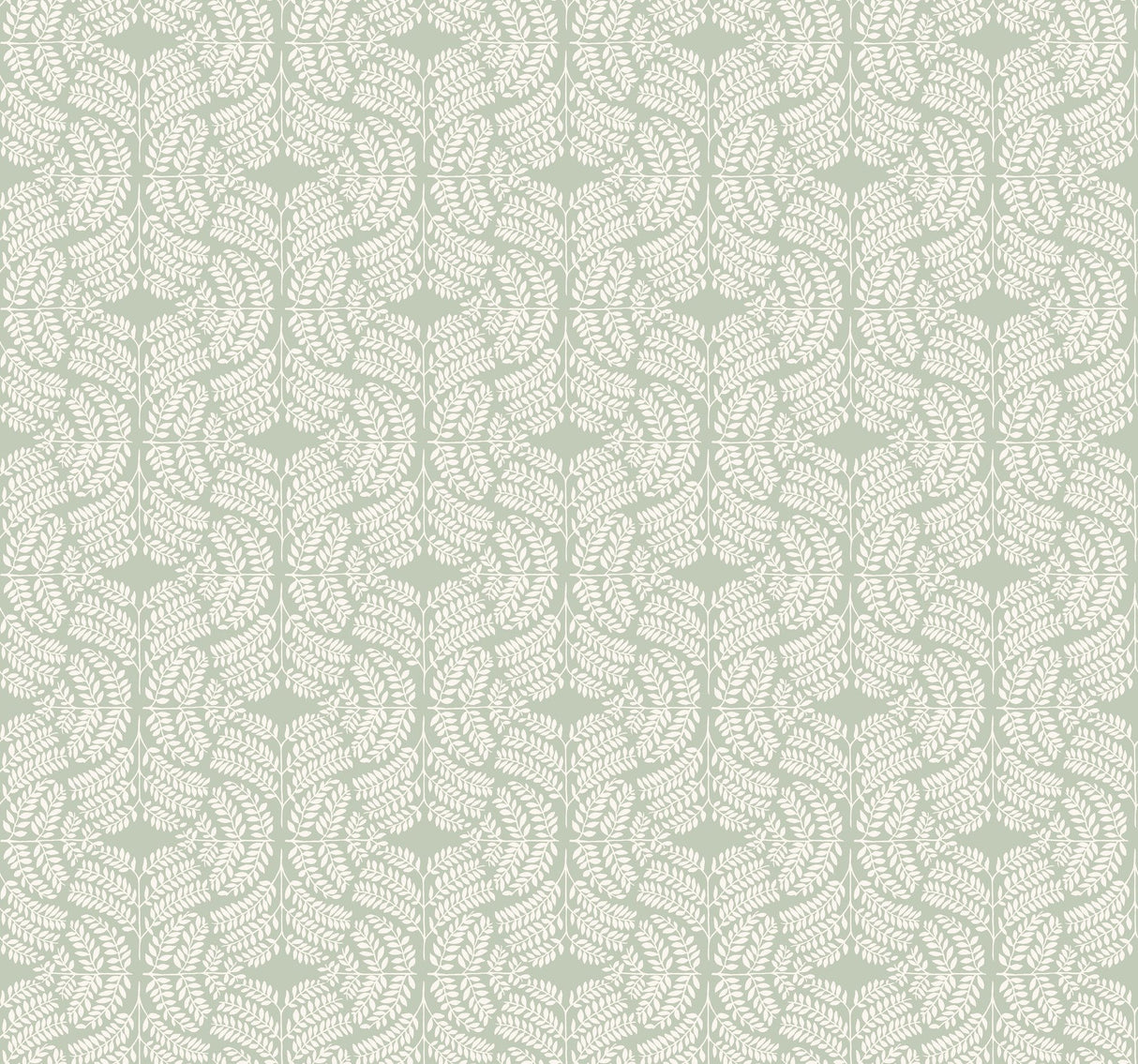 Fern Tile Green Wallpaper with Botanical Fern Tile Pattern, Prepasted Sure Strip, Modern Style - York TL1943