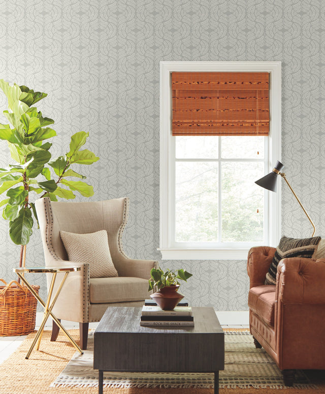 Fern Tile Light Grey Wallpaper with Botanical Fern Tile Motif - York TL1945