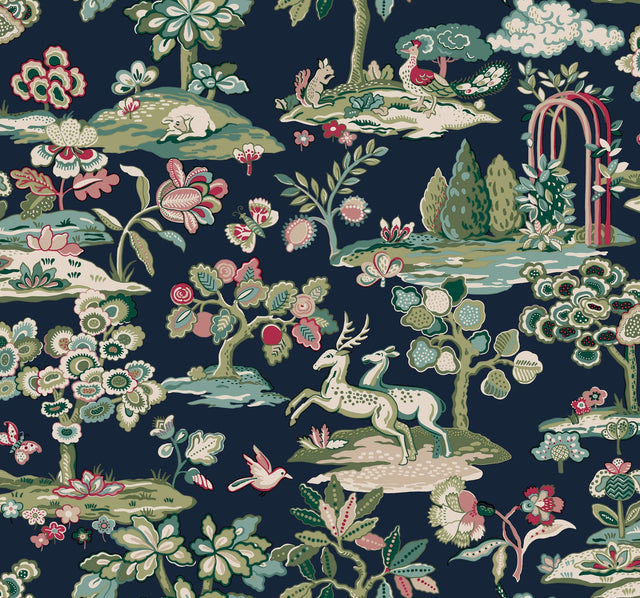 Kingswood Navy & Red Wallpaper