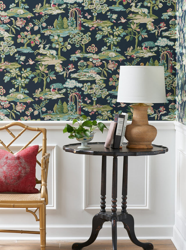 Kingswood Navy & Red Wallpaper