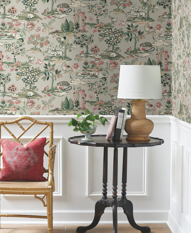 Kingswood Taupe & Coral Wallpaper