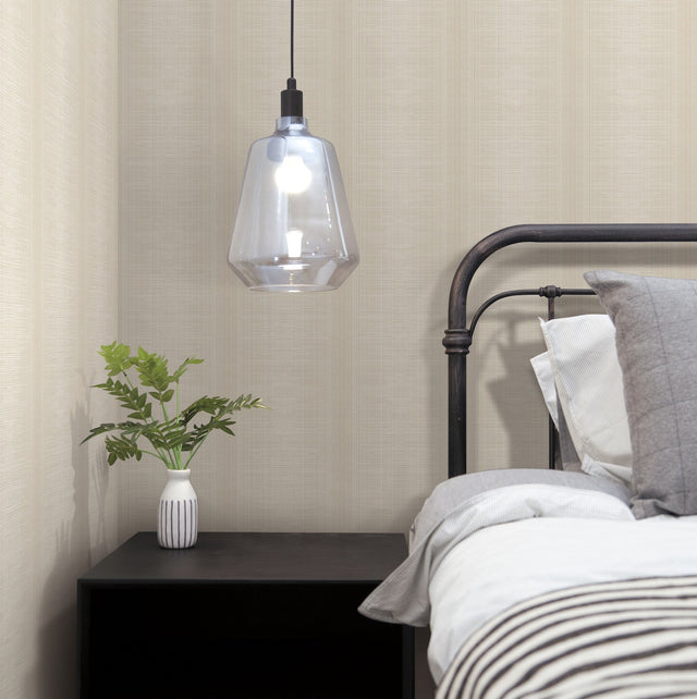 Silk Weave Beige Striped Wallpaper, Sure Strip Unpasted - York TL1958