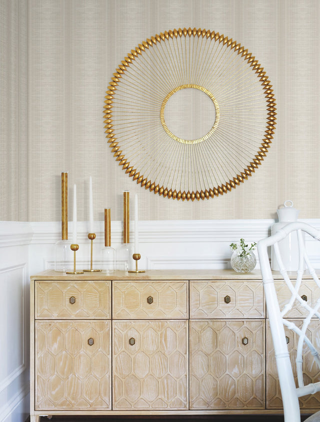 Silk Weave Stripe Light Brown Wallpaper with Subtle Ombre Striped Pattern - York TL1959