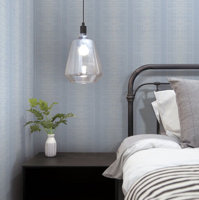 Silk Weave Stripe Blue Wallpaper with Textured Ombre Stripe Pattern - York TL1960