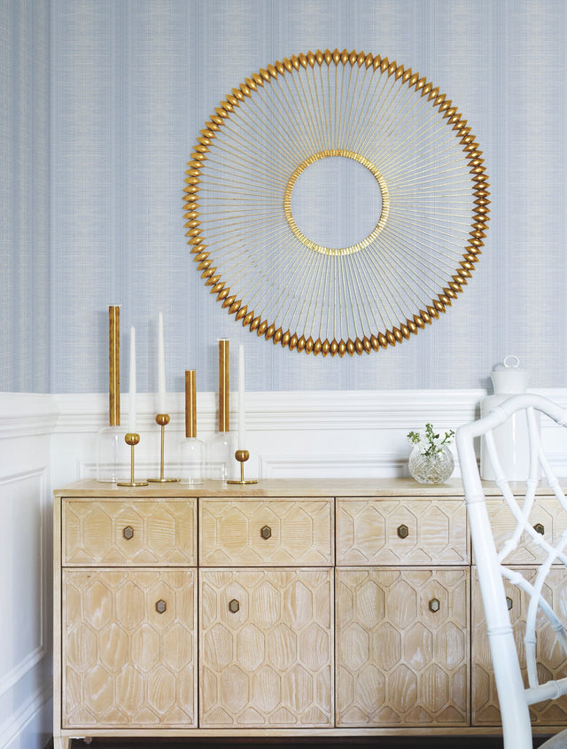 Silk Weave Stripe Blue Wallpaper with Textured Ombre Stripe Pattern - York TL1960