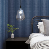 Silk Weave Stripe Navy Wallpaper with Subtle Ombre Linear Pattern - York TL1962