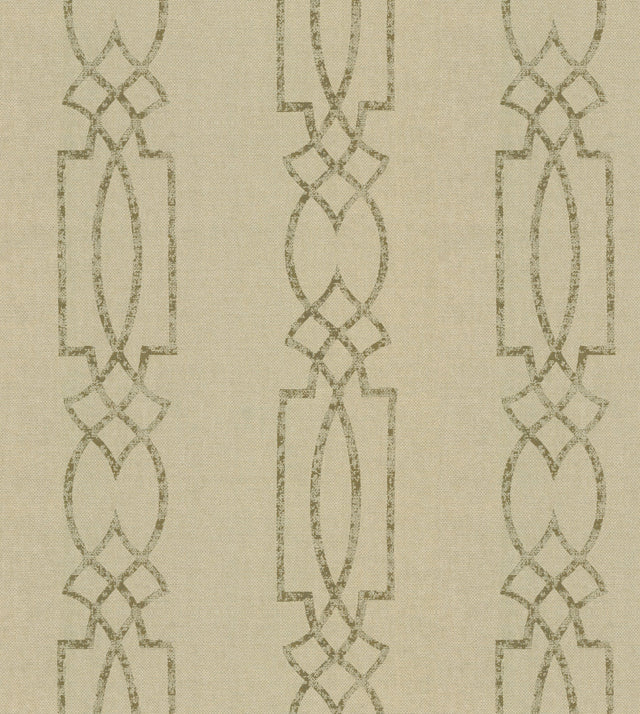 Cathedral Trellis Beige Grasscloth Wallpaper with Geometric Trellis Pattern, Unpasted Peelable - York TR4269