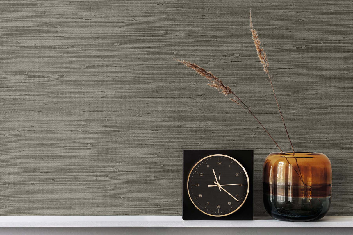 Seahaven Rushcloth Black Pepper by Even More Textures Textured Vinyl Wallpaper – Seabrook Designs TS80706