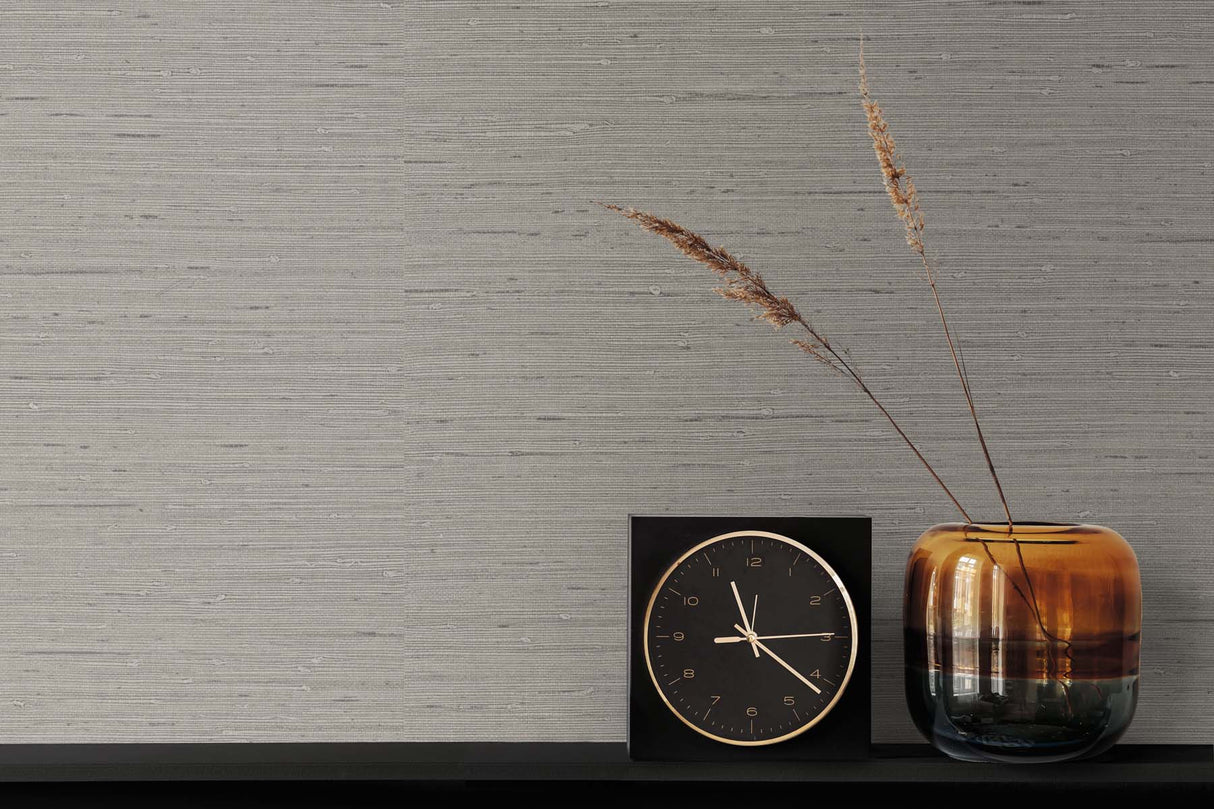 Seahaven Rushcloth Cove Grey by Even More Textures Grasscloth Vinyl Wallpaper – Seabrook Designs TS80748