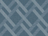 Nautica blue linen-look trellis vinyl wallpaper with satin finish