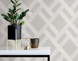 Linen Trellis Pavestone by Even More Textures Trellis Vinyl Wallpaper – Seabrook Designs TS80808