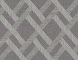 Linen Trellis wallpaper in Ash gray with satin finish geometric trellis pattern