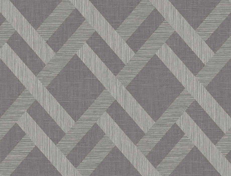 Linen Trellis wallpaper in Ash gray with satin finish geometric trellis pattern