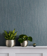 Vertical Stria Bluestone by Even More Textures Textured Vinyl Wallpaper – Seabrook Designs TS80902