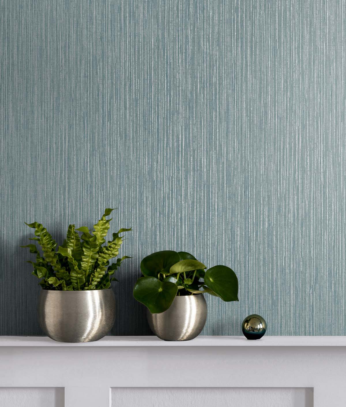 Vertical Stria Agave & Metallic Silver by Even More Textures Textured Stria Vinyl Wallpaper – Seabrook Designs TS80904