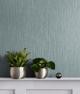 Vertical Stria Agave & Metallic Silver by Even More Textures Textured Stria Vinyl Wallpaper – Seabrook Designs TS80904