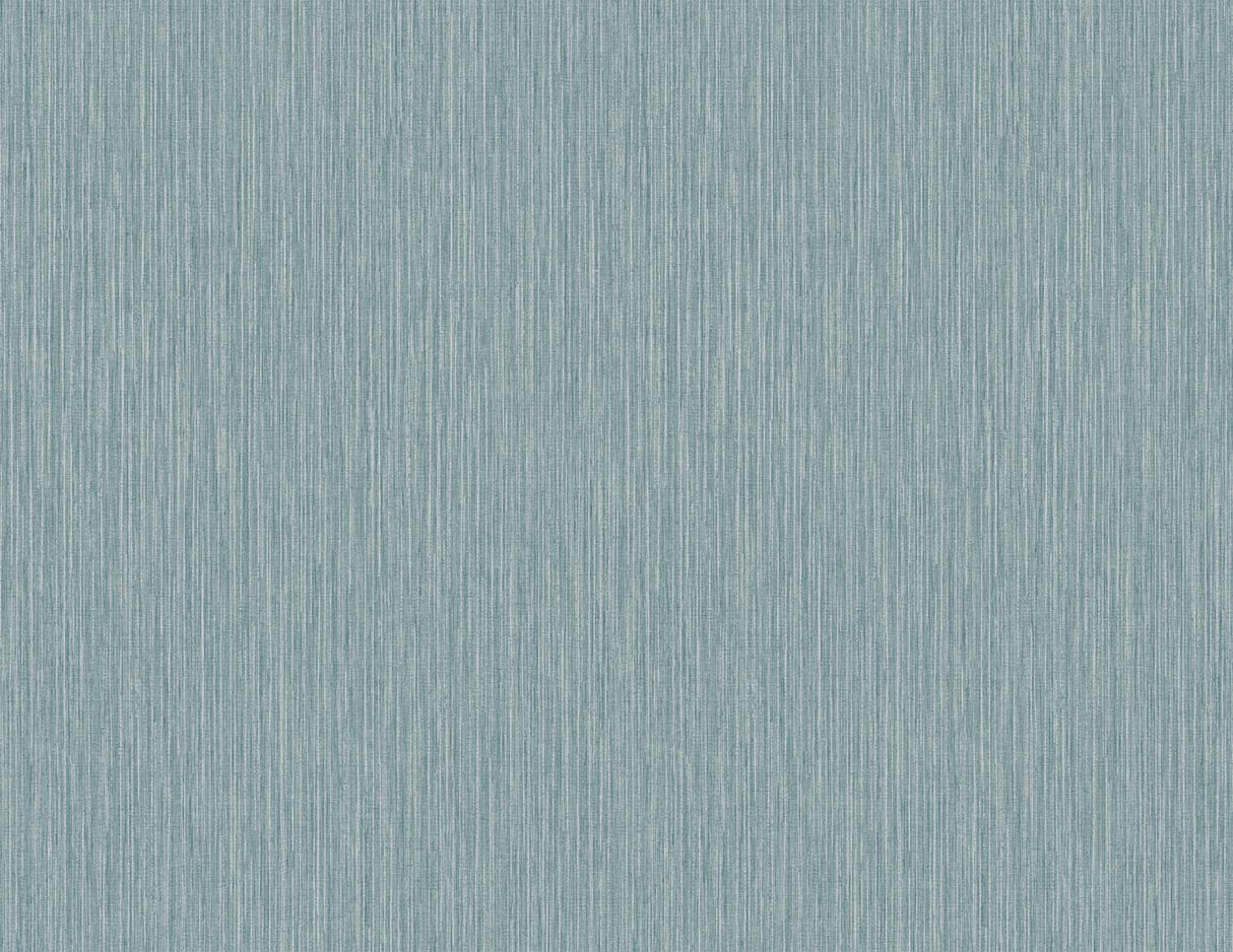 Vertical Stria wallpaper in agave teal with metallic silver sheen and fine vertical texture