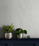 Vertical Stria Metallic Silver by Even More Textures Textured Vinyl Wallpaper – Seabrook Designs TS80918