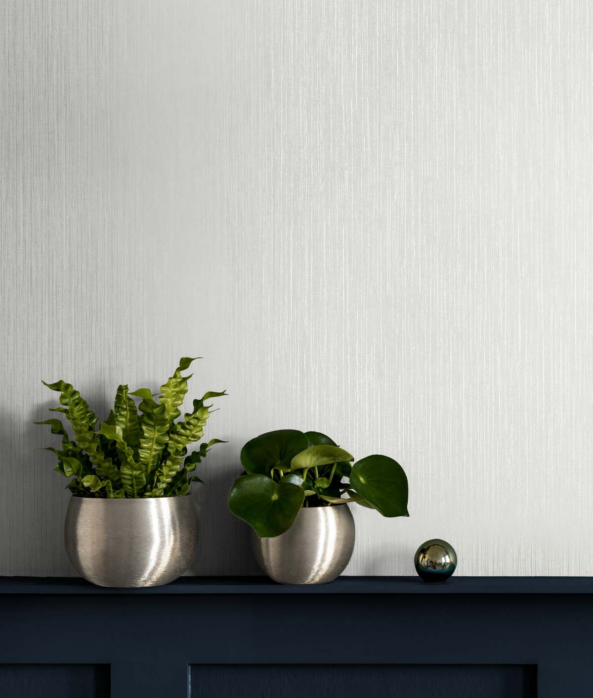 Vertical Stria Snowbound by Even More Textures Metallic Stria Vinyl Wallpaper – Seabrook Designs TS80928