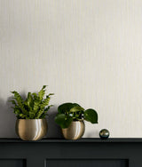 Vertical Stria Ivory & Metallic Champagne by Even More Textures Textured Vinyl Wallpaper – Seabrook Designs TS80935