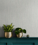 Vertical Stria Harbor Grey & Sky Blue by Even More Textures Textured Vinyl Wallpaper – Seabrook Designs TS80938