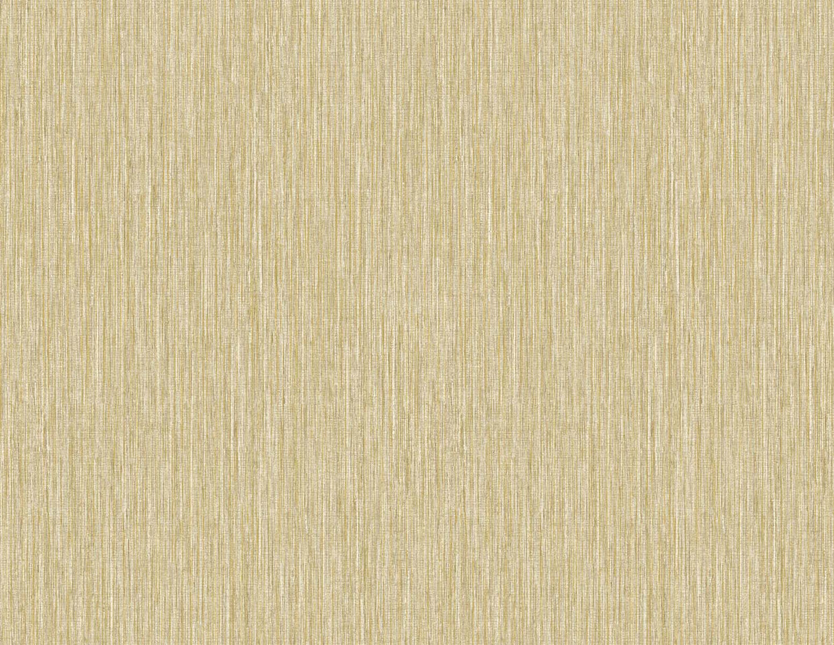 Vertical Stria textured vinyl wallpaper in sand dunes beige with metallic gold striations
