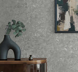 Cement Faux Stoneware & Metallic Silver by Even More Textures Faux Concrete Vinyl Wallpaper – Seabrook Designs TS81200
