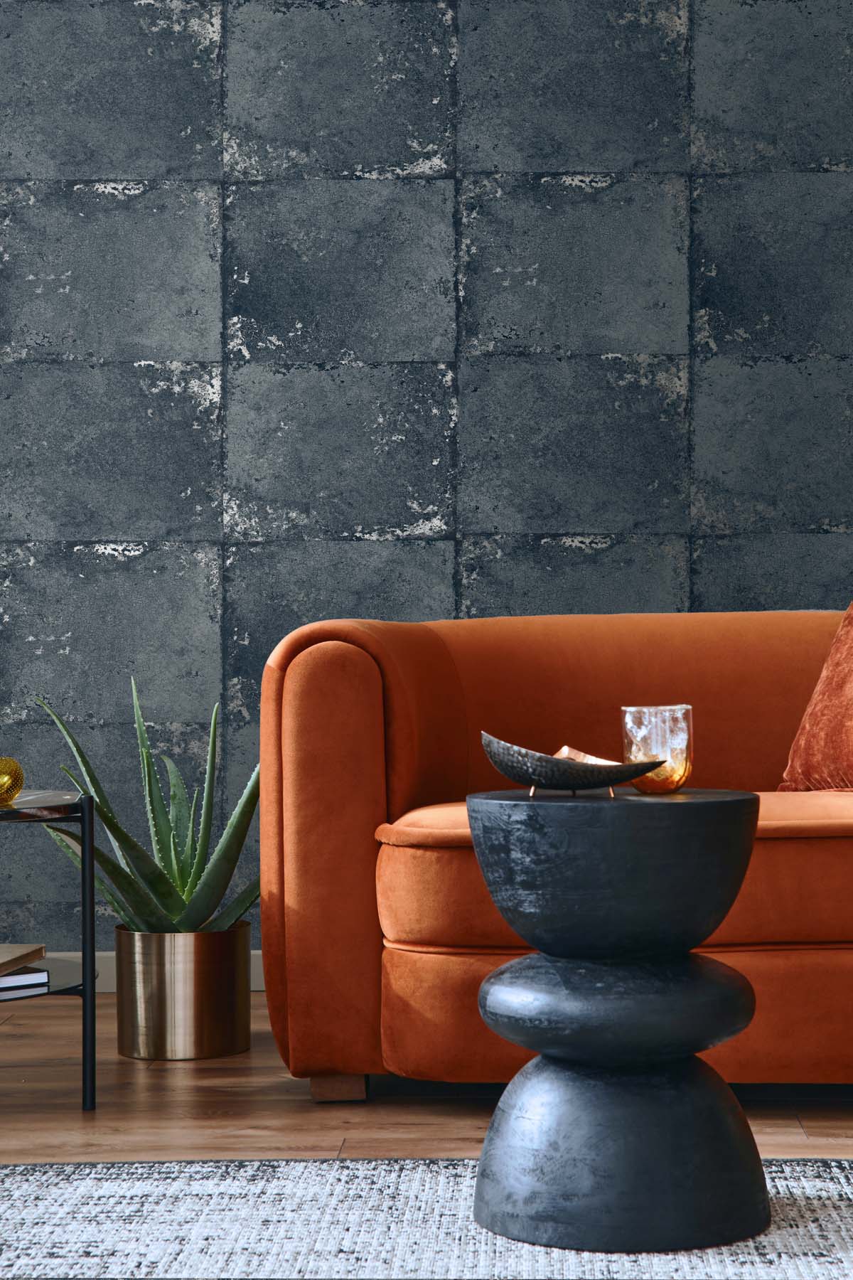 Foundation Nocturne by Even More Textures Metallic Faux Tile Wallpaper – Seabrook Designs TS81502